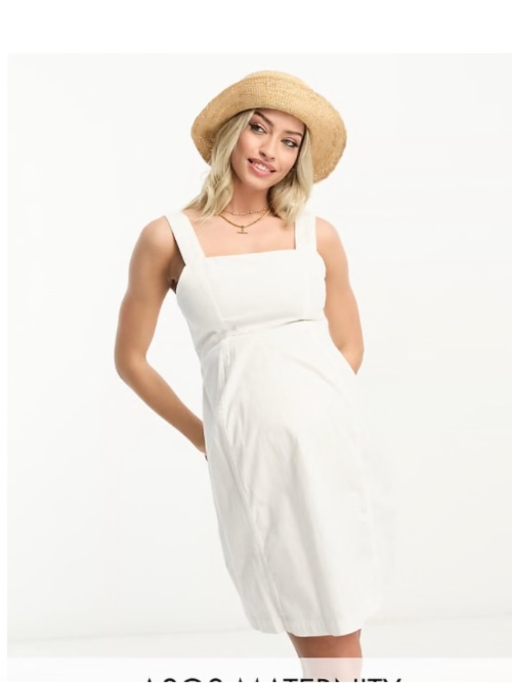 ASOS DESIGN Maternity soft denim mini pinny dress